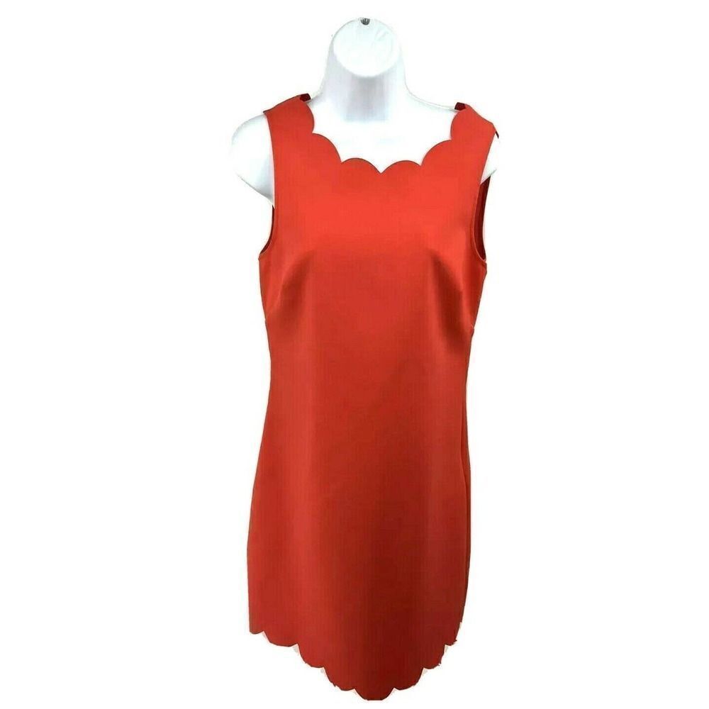 J. Crew Coral Dress Scalloped Neck Hem Sleeveless Sheath Size 6 New w/ tags